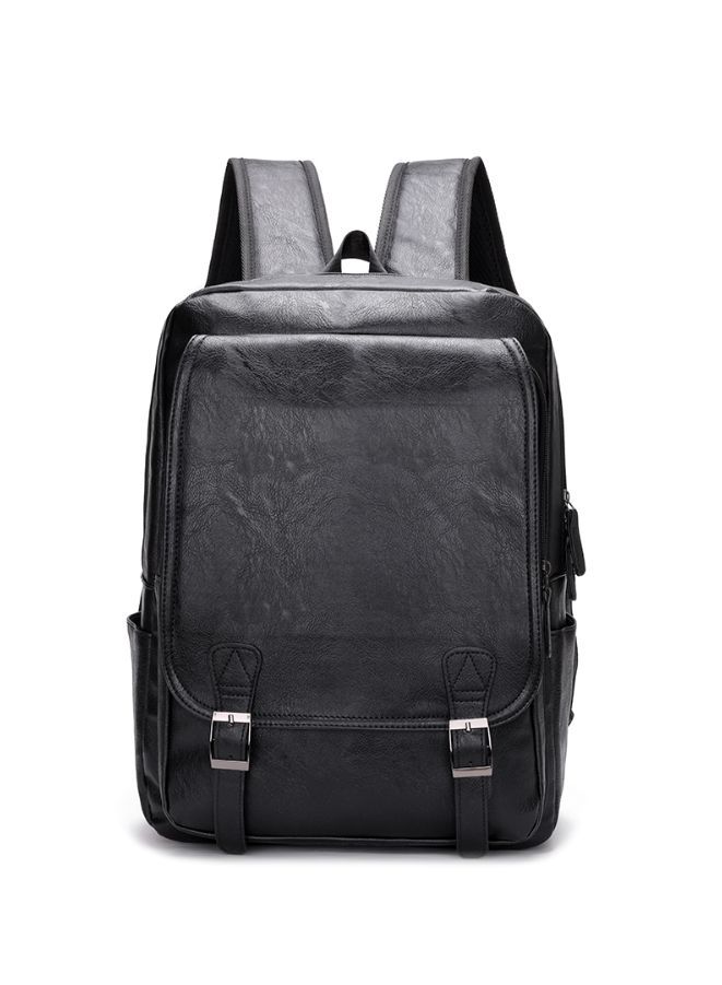 Stylish Black Leather Laptop Backpack - Fits 15.6 Inch Laptops - Ideal for Work, School, and College - Image 1