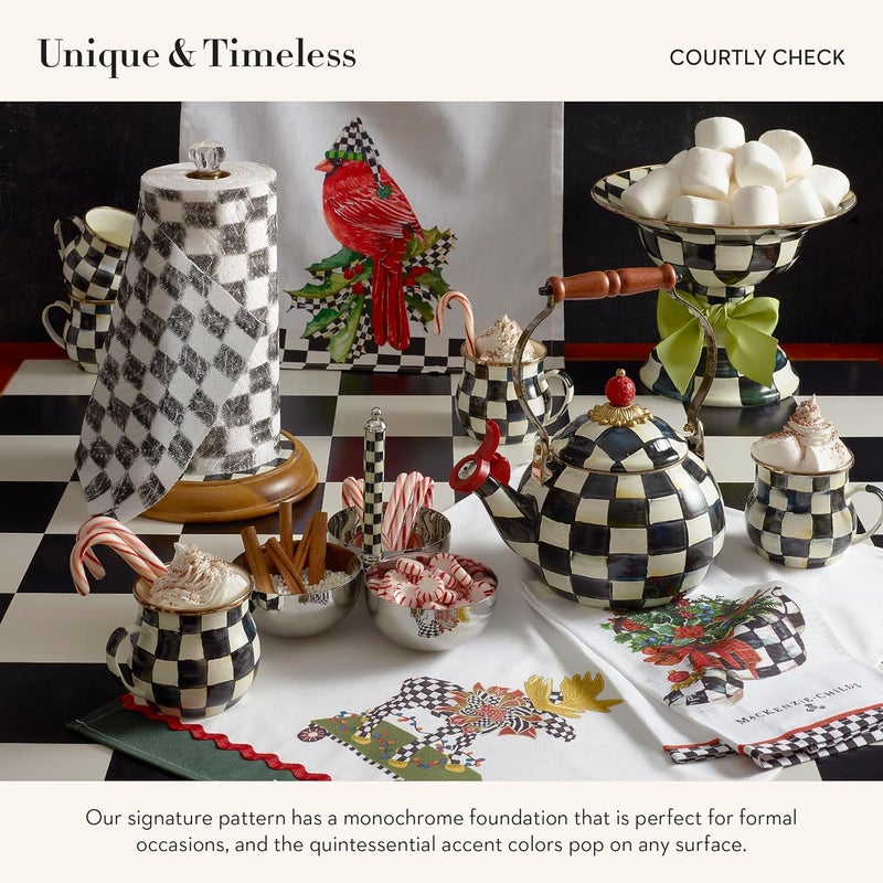 mackenzie childs أوعية تقديم ثلاثية من الفولاذ المقاوم للصدأ من MACKENZIECHILDS لنكهات ووجبات خفيفة باللونين الأسود والأبيض بتصميم Courtly Check - Image 3