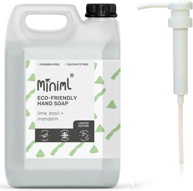 Generic Miniml Hand Soap Wash Liquid 5L Refill and 5L Pump Lime Basil Mandarin Infused Hand Skin Body Wash Gel for Soft and Sensitive Skin Care 100 Vegan Cruelty Free