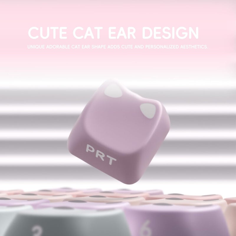 OHY XVX Lumicat Mao Profile PBT Keycaps, 113 Keys Double-Shot Dye-Sublimation Side Printed Taro Keycap Set, Ergonomic Mao Profile Custom Keycaps Compatible with MX Switches Mechanical Keyboard - Image 2