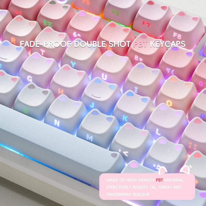 OHY XVX Lumicat Mao Profile PBT Keycaps, 113 Keys Double-Shot Dye-Sublimation Side Printed Taro Keycap Set, Ergonomic Mao Profile Custom Keycaps Compatible with MX Switches Mechanical Keyboard - Image 4