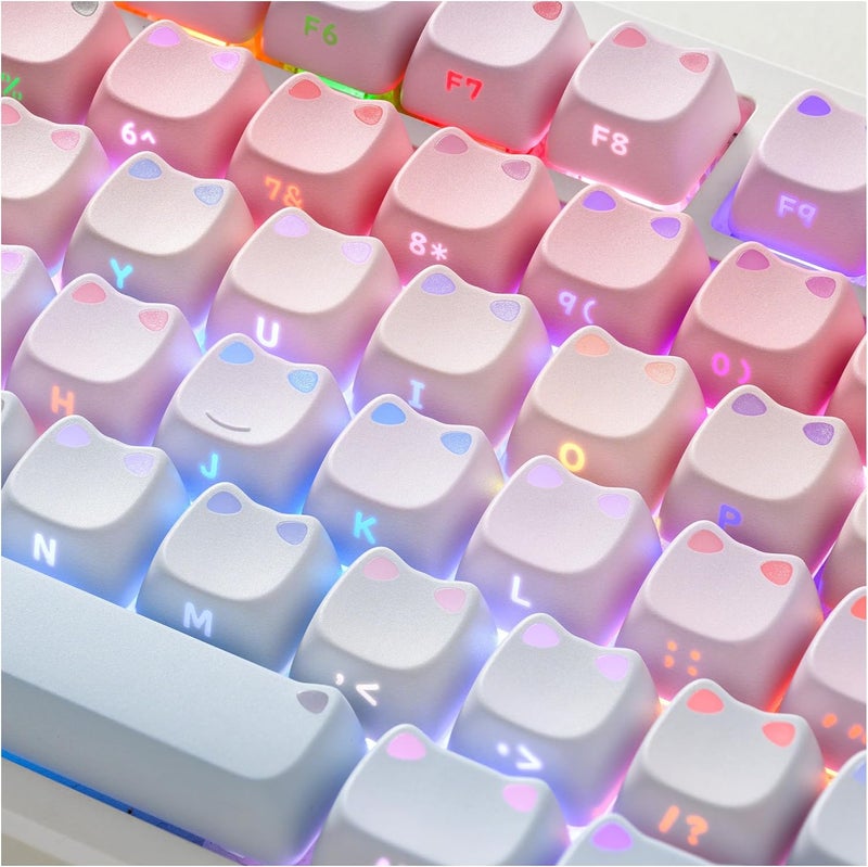 OHY XVX Lumicat Mao Profile PBT Keycaps, 113 Keys Double-Shot Dye-Sublimation Side Printed Taro Keycap Set, Ergonomic Mao Profile Custom Keycaps Compatible with MX Switches Mechanical Keyboard - Image 1
