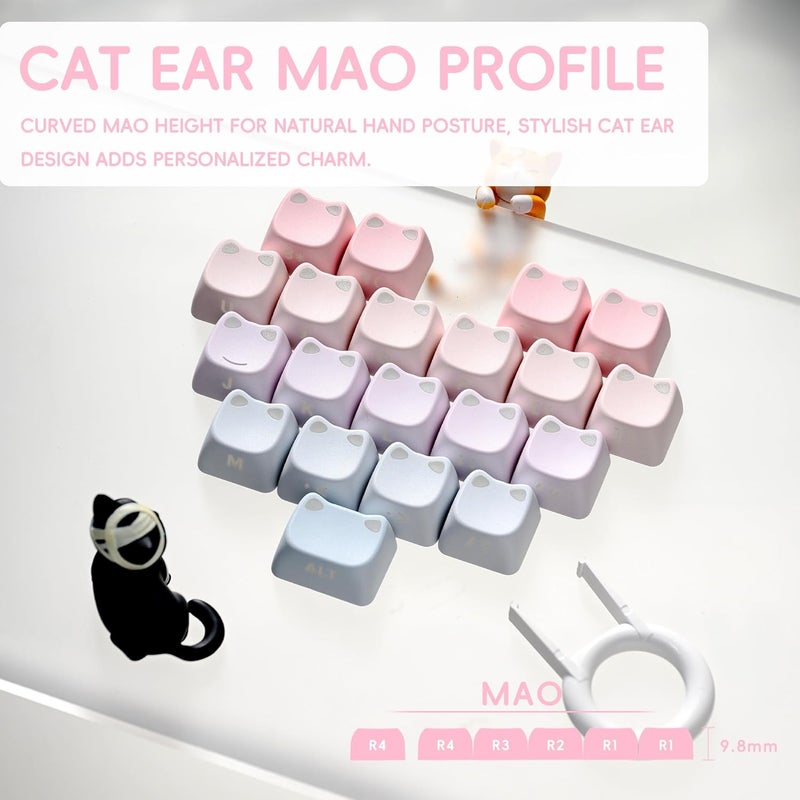 OHY XVX Lumicat Mao Profile PBT Keycaps, 113 Keys Double-Shot Dye-Sublimation Side Printed Taro Keycap Set, Ergonomic Mao Profile Custom Keycaps Compatible with MX Switches Mechanical Keyboard - Image 5