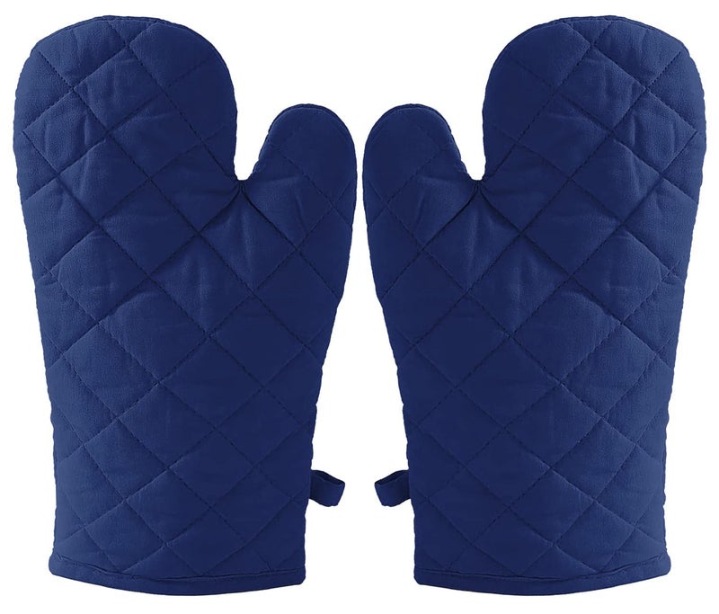 Kuber Industries Heat Resistant Cotton Kitchen Oven Mitt Microwave Gloves, Set of 2 (Blue)-HS43KUBMART26080, Standard - Image 1