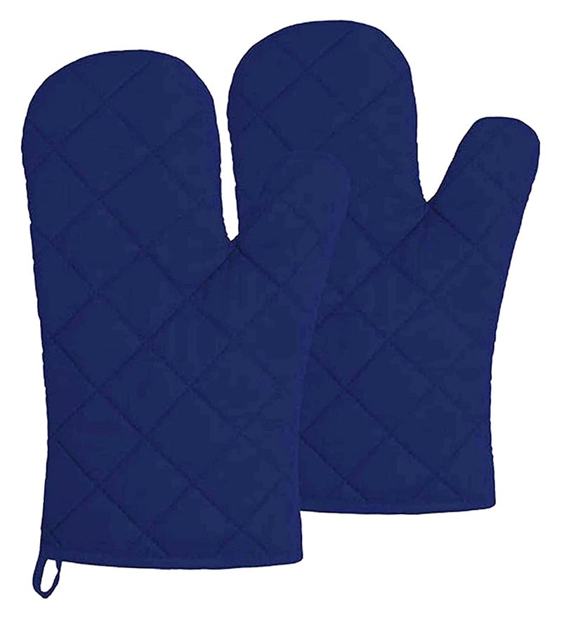 Kuber Industries Heat Resistant Cotton Kitchen Oven Mitt Microwave Gloves, Set of 2 (Blue)-HS43KUBMART26080, Standard - Image 2