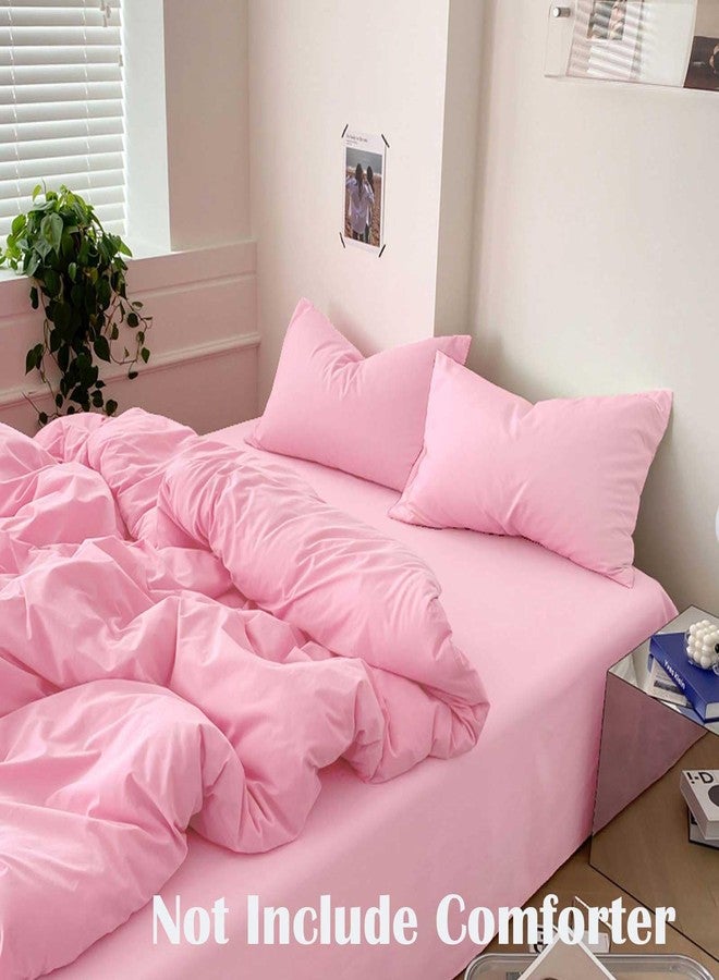Nanko Pink Queen Size Duvet Cover Set, Luxury Lightweight Microfiber Bedding Sets with Zip Ties - Modern Bed Sets for Women Men Chambray Teen 3pc 88 x 90 inch, Light Pink Coral - Image 2
