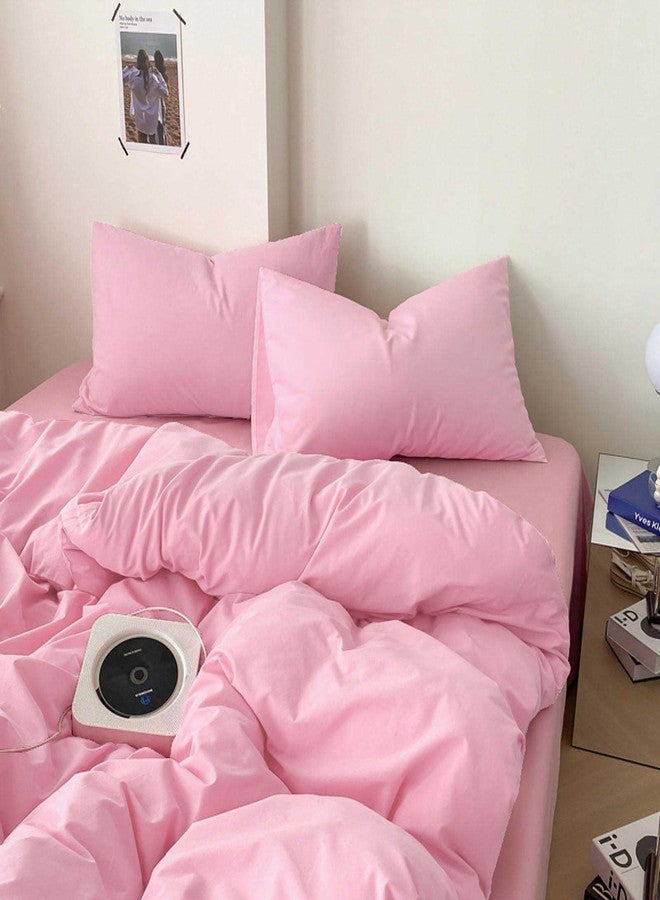 Nanko Pink Queen Size Duvet Cover Set, Luxury Lightweight Microfiber Bedding Sets with Zip Ties - Modern Bed Sets for Women Men Chambray Teen 3pc 88 x 90 inch, Light Pink Coral - Image 4