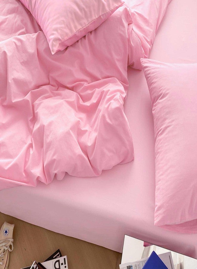 Nanko Pink Queen Size Duvet Cover Set, Luxury Lightweight Microfiber Bedding Sets with Zip Ties - Modern Bed Sets for Women Men Chambray Teen 3pc 88 x 90 inch, Light Pink Coral - Image 5