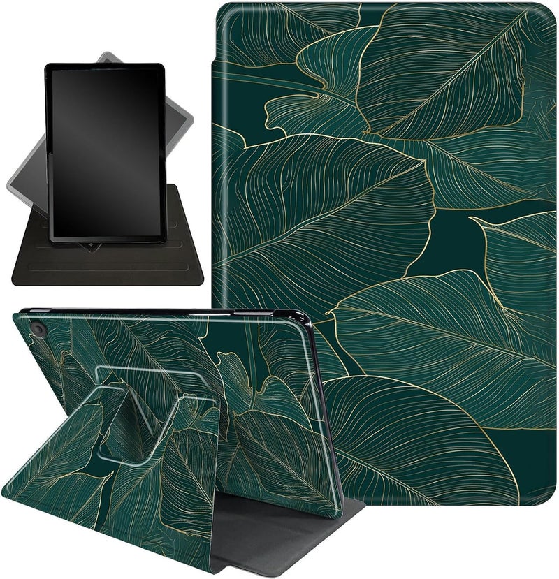 Mxfdegf for Fire HD 10 Tablet Case 11th Generation 2021 and Amazon Fire HD10 Plus Case 10.1", 360 Degree Rotating Stand Smart Protective Case,for Fire HD 10 2021 Tablet,Tropical Leaves - Image 1