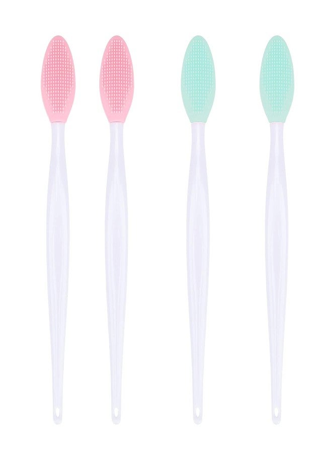 JAGDIV Lip Exfoliator Brush, 4PCS Double Sided Silicone Lip Scrub Brush Nose Exfoliator Tool (Pink and Green) - Image 1