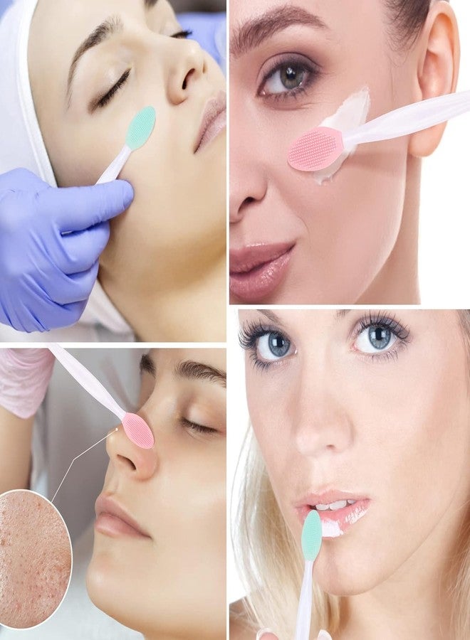 JAGDIV Lip Exfoliator Brush, 4PCS Double Sided Silicone Lip Scrub Brush Nose Exfoliator Tool (Pink and Green) - Image 5