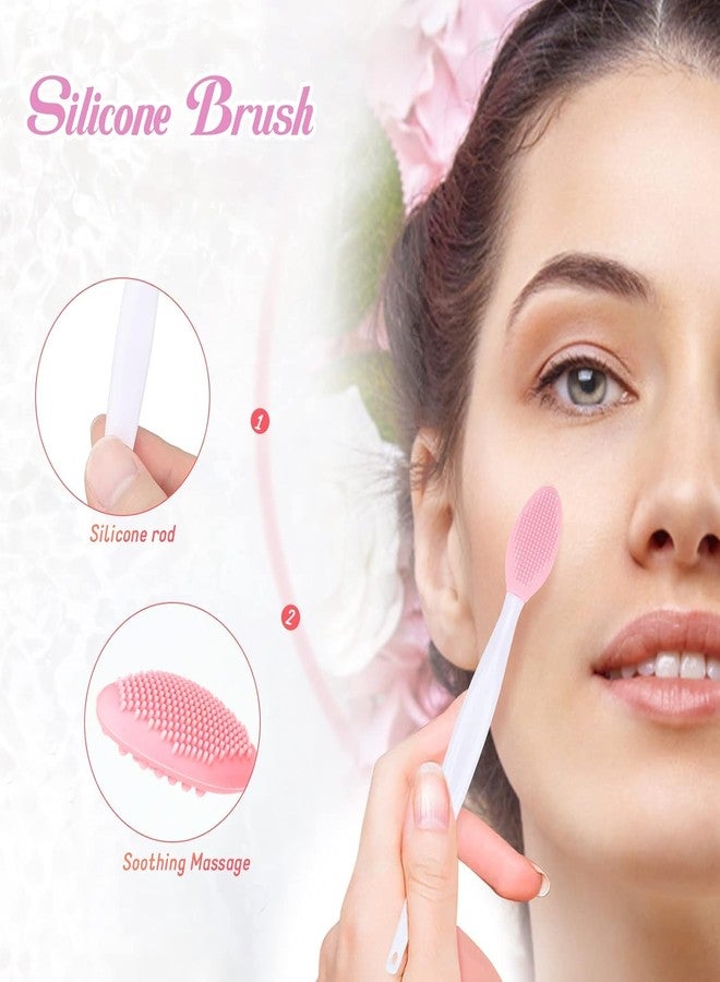 JAGDIV Lip Exfoliator Brush, 4PCS Double Sided Silicone Lip Scrub Brush Nose Exfoliator Tool (Pink and Green) - Image 3