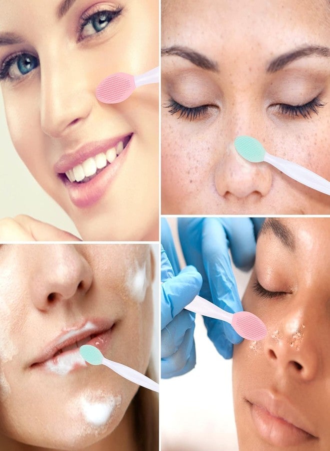 JAGDIV Lip Exfoliator Brush, 4PCS Double Sided Silicone Lip Scrub Brush Nose Exfoliator Tool (Pink and Green) - Image 4