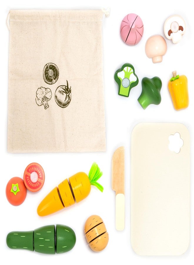 UMU® Cutting Vegetable Set - Wooden Play Food Kitchen Accessory, Multi - Pretend Play Accessories, Wooden Cutting Fruit Toys for Toddlers and Kids Ages 3+ - Image 1