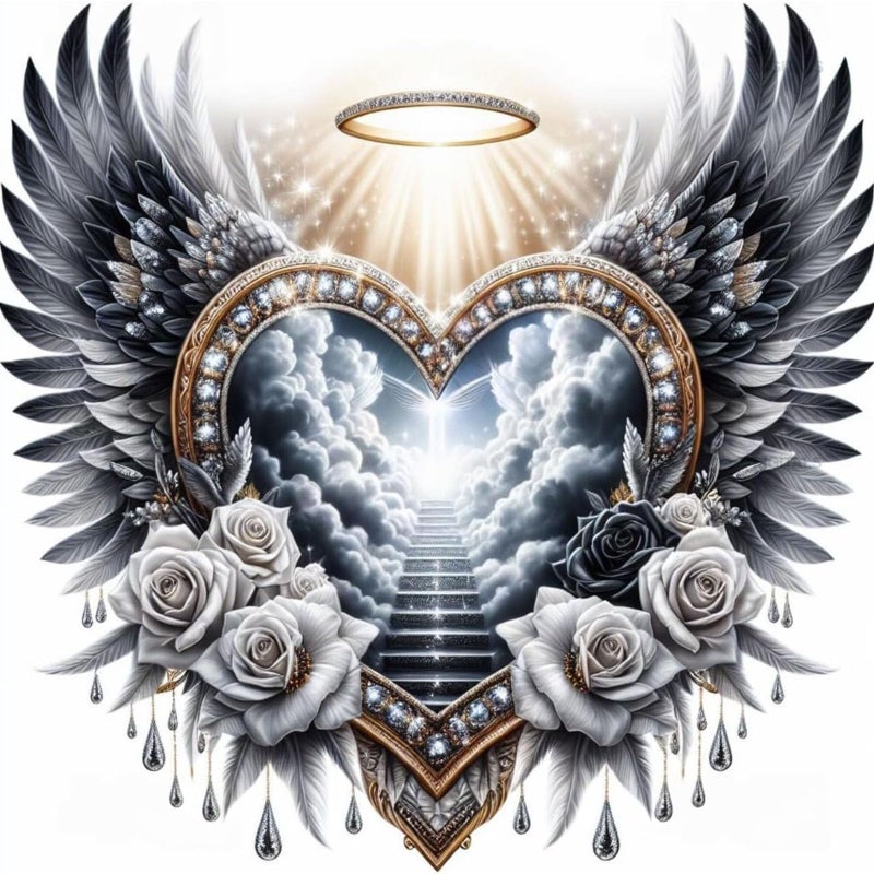 KTHOFCY 5D DIY Diamond Painting Kits for Adults, Heart Wing Angel Full Drill Embroidery Cross Stitch Crystal Rhinestone Paintings Pictures Arts Wall Decor Painting Dots Kits 13.8X13.8 in - Image 1
