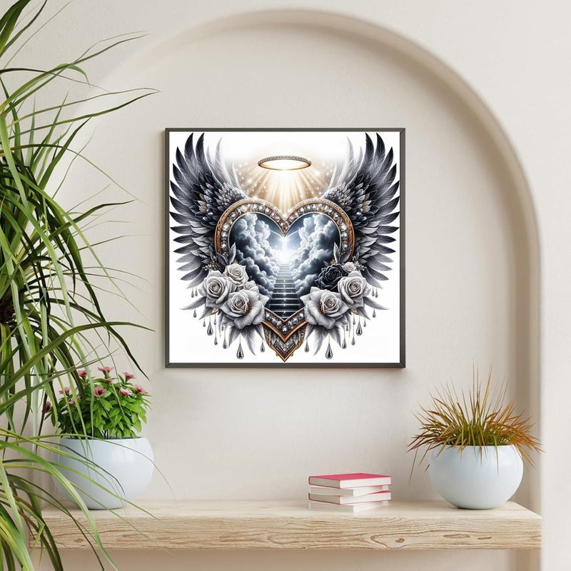KTHOFCY 5D DIY Diamond Painting Kits for Adults, Heart Wing Angel Full Drill Embroidery Cross Stitch Crystal Rhinestone Paintings Pictures Arts Wall Decor Painting Dots Kits 13.8X13.8 in - Image 2