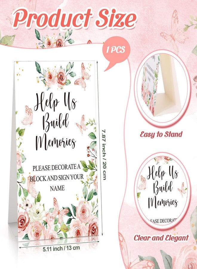 Dinifee 125 Pcs Baby Shower Decorate a Block Game Set Includes Help Us Build Memories Sign 100 DIY Blank Wooden Block 24 Paint Marker Prize for Wedding Baby Shower Game(Flower) - Image 2