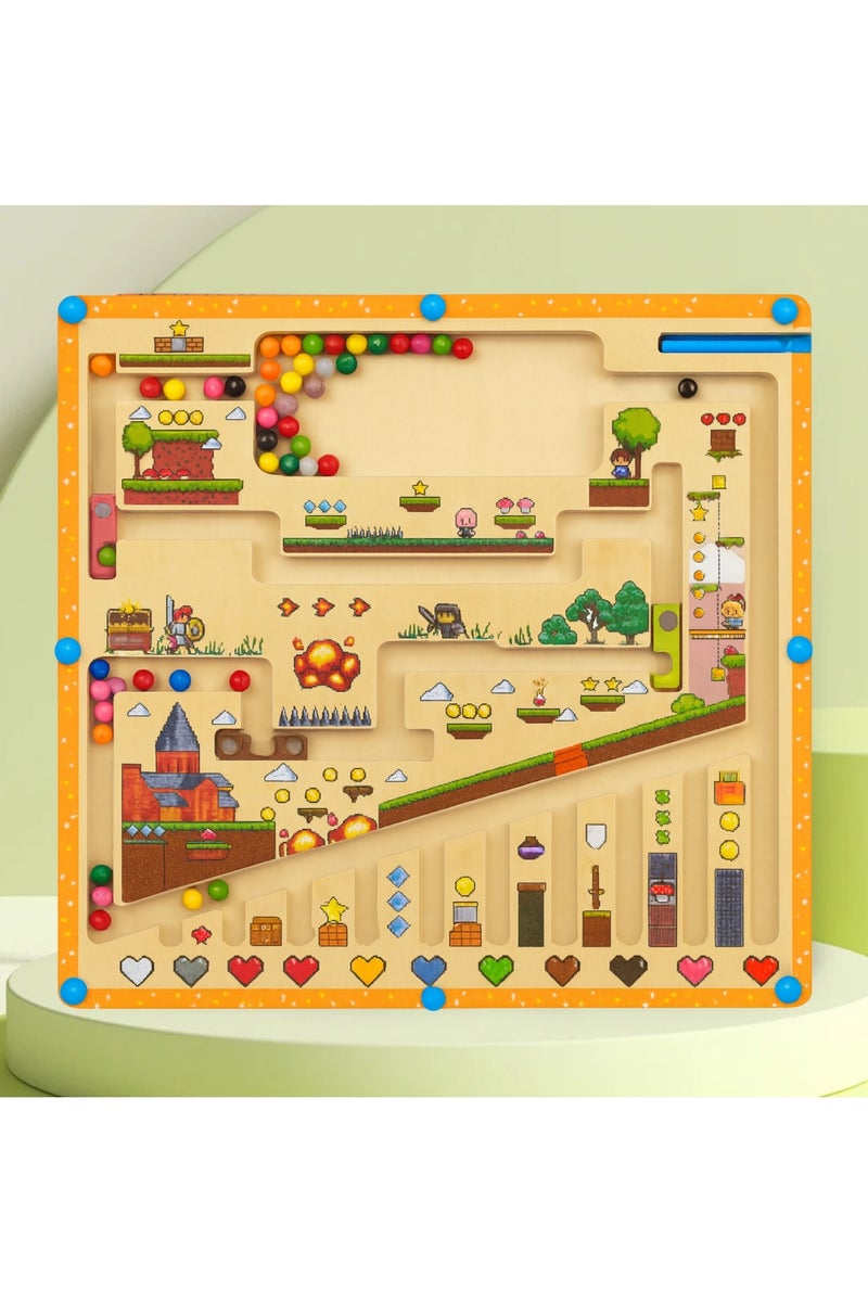 F.A.M.S Magnetic Ninja Maze Puzzle Board Toy – Color Sorting Game with Pen Control, Educational Wooden Toy for Toddlers and Kids - Image 1