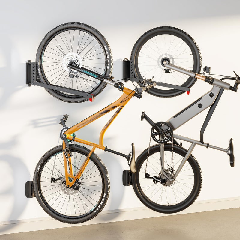 monTEK Swivel Bike Wall Mount, No Heavy Lifting Required Bike Wall Mount, Bike Hangers for Garage, Space-Saving Bike Rack Garage, Easy to Load and Unload, Bike Hanger Can Hold Up to 77 lbs, 2 Pack - Image 1