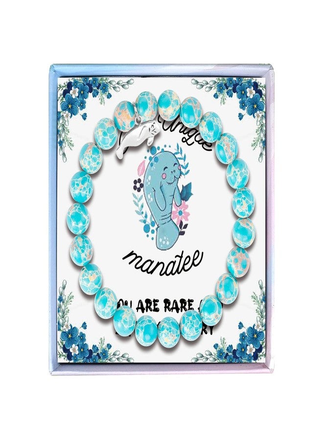 Fullrainbow Manatee Bracelet - Manatee Charm, Personalized Expandable Bangle for Women (Crystal Blue) - Image 1