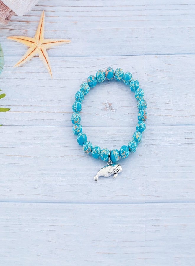 Fullrainbow Manatee Bracelet - Manatee Charm, Personalized Expandable Bangle for Women (Crystal Blue) - Image 3