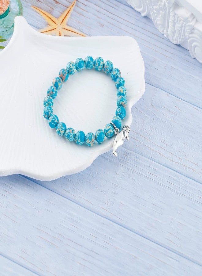 Fullrainbow Manatee Bracelet - Manatee Charm, Personalized Expandable Bangle for Women (Crystal Blue) - Image 4