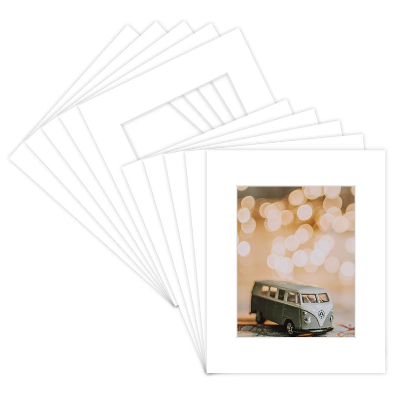 Golden State Art Pack of 10 16x20 WHITE Picture Mats with White Core Bevel Cut for 11x14 Pictures 