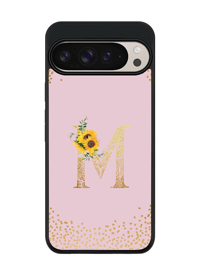 Stylizedd For Google Pixel 9 Pro XL Case,Slim fit Camera Protection, Shockproof Thin Phone cover - Custom Floral Monogram - M (Pink )  - Image 1