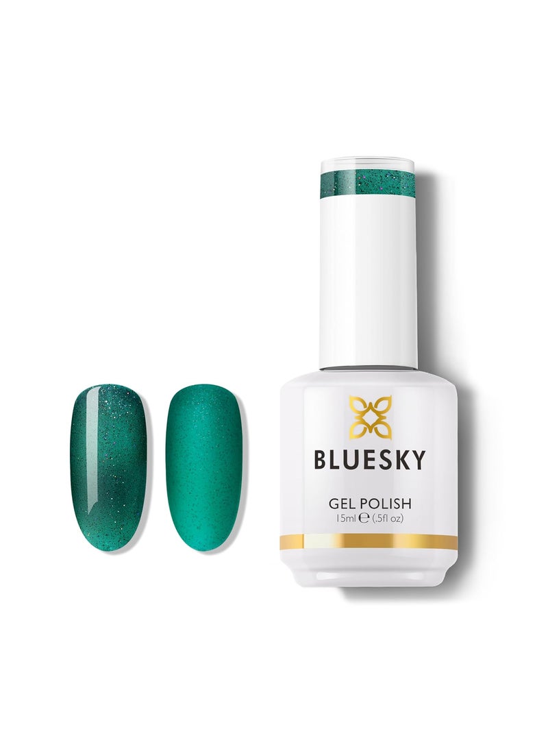 Bluesky BLUESKY Reflective Glitter Gel Nail Polish for Winter- Green Shimmer Sparkly Gel Nail Polish Soak Off Gel Polish,UV/LED Lamp Cures, Long Lasting, Vegan, Nail Art, Gifts for Women, 15ML, PCH40P/SEABED 
