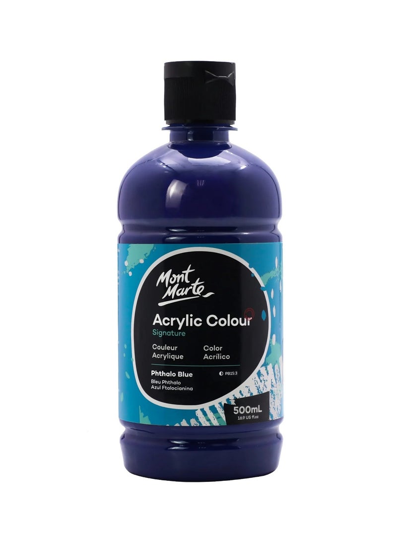 Mont Marte Signature Acrylic Colour 500ml Content Phthalo Blue - Image 1