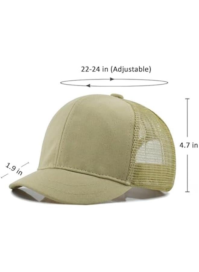 Short Brim Mesh-Back Baseball Cap Adjustable Washed Breathable Cotton Unconstructed Plain Dad Hat for Men Women - Image 3