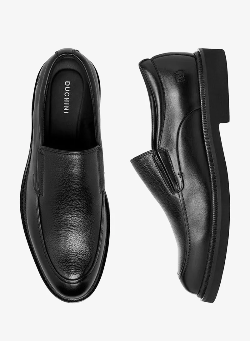 DUCHINI BLACK Men'S Leather Solid Slip-On Loafers for Men | Best Price UAE