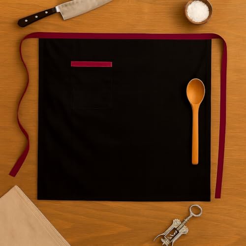 Switchon Polyester Waist Multipurpose Free Size unisex Apron - Proudly Made in India (Black Mehroon) - Image 5
