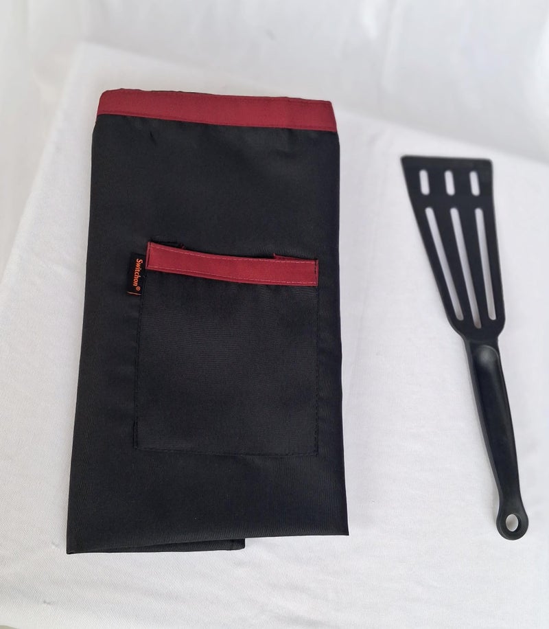 Switchon Polyester Waist Multipurpose Free Size unisex Apron - Proudly Made in India (Black Mehroon) - Image 4