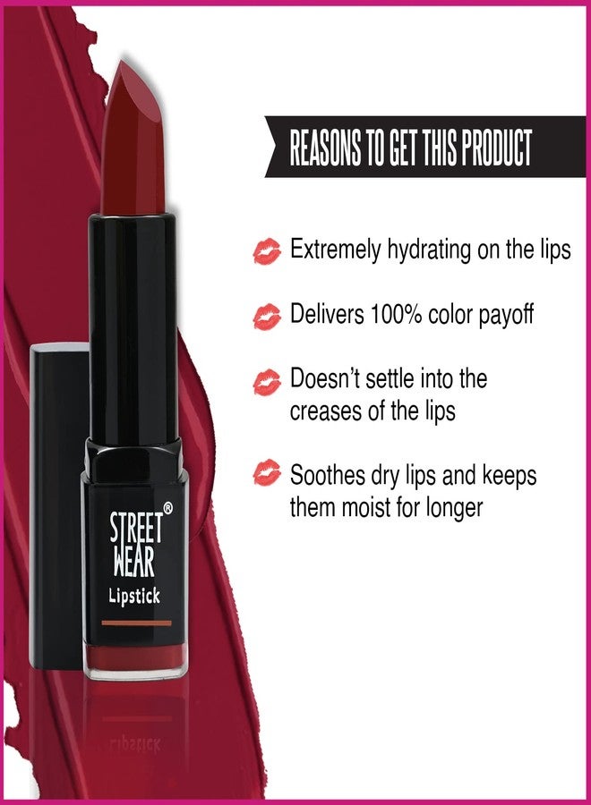 STREET WEAR Satin Smooth Lipstick -AMBER BROWN (Brown) - 4.2 gms - Longwear Creme Lipstick, Moisturizing, Creamy Formuation, 100% Color payoff, Enriched with Aloe vera, Vitamin E and Shea Butter - Image 4
