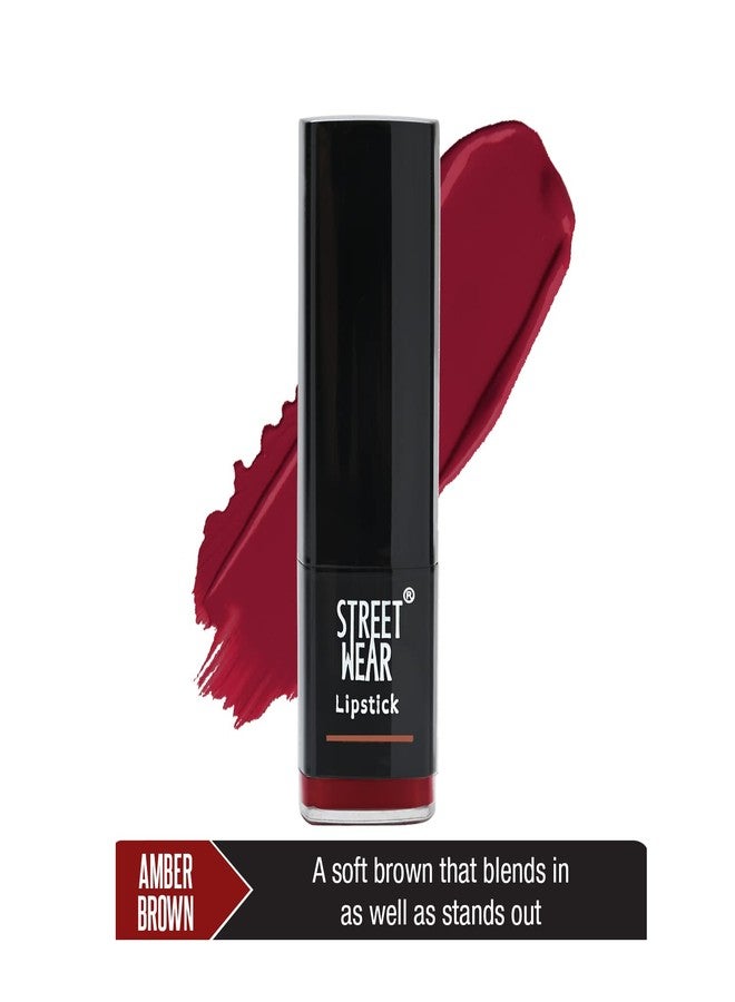 STREET WEAR Satin Smooth Lipstick -AMBER BROWN (Brown) - 4.2 gms - Longwear Creme Lipstick, Moisturizing, Creamy Formuation, 100% Color payoff, Enriched with Aloe vera, Vitamin E and Shea Butter - Image 3