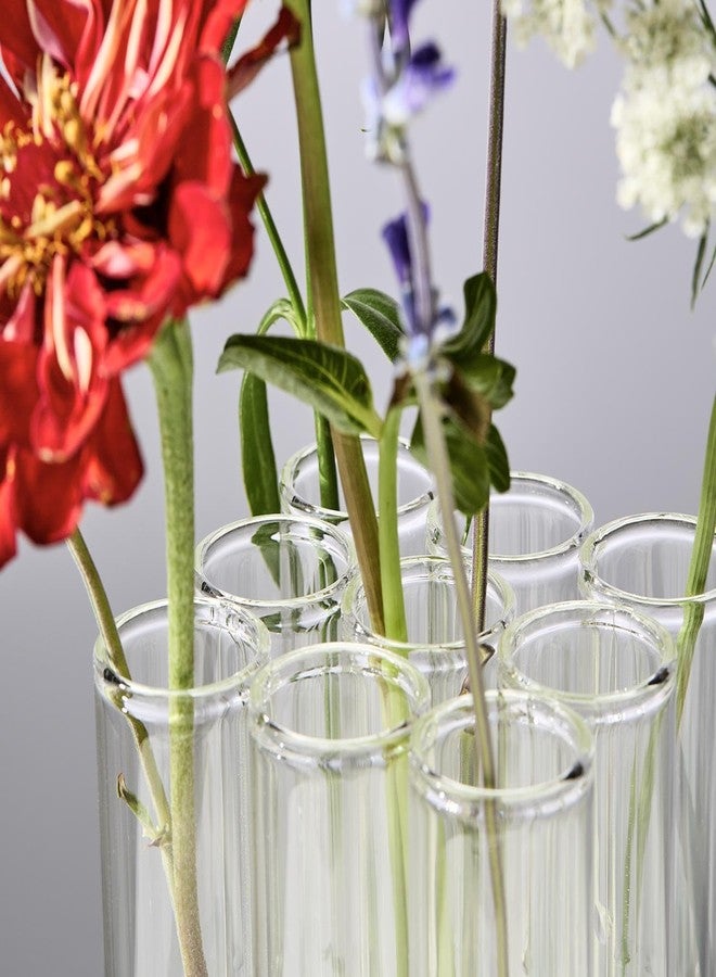 توز كومباني مزهرية زهور أنبوبية متصلة من تووز كومباني، 6 بوصات، زجاج شفاف، طقم من 9 قطع - Image 5