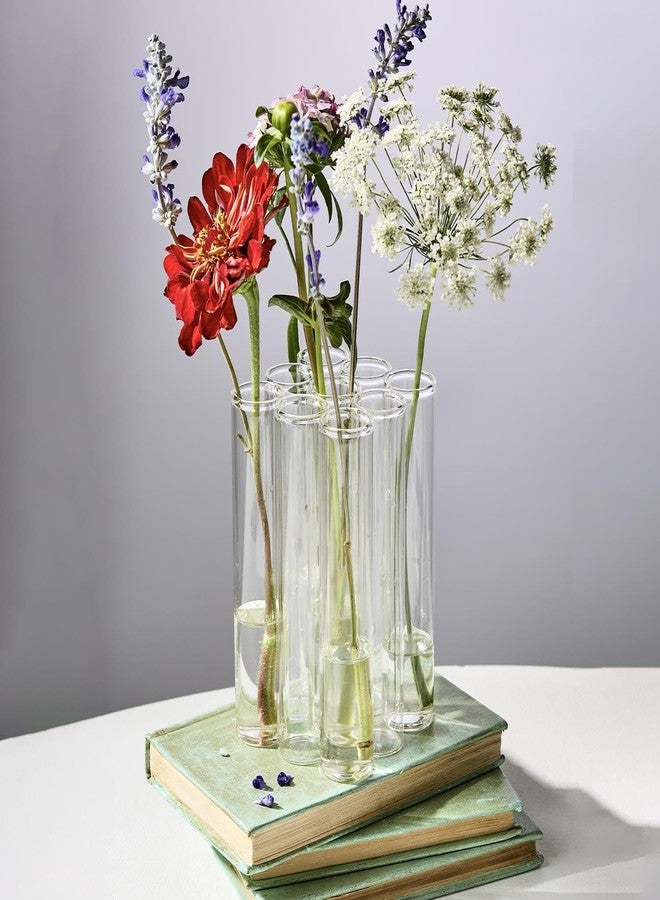 توز كومباني مزهرية زهور أنبوبية متصلة من تووز كومباني، 6 بوصات، زجاج شفاف، طقم من 9 قطع - Image 2