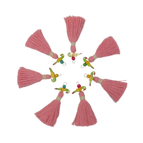 Zippy Flora Mini Cotton Tassels with Parrots (Pack of 10) (Baby Pink) - Image 2