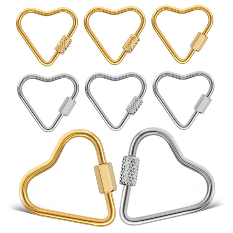 Stainless Steel Carabiner Keychain with Heart Lock Screw Multi Function Clip Accessory - Image 2