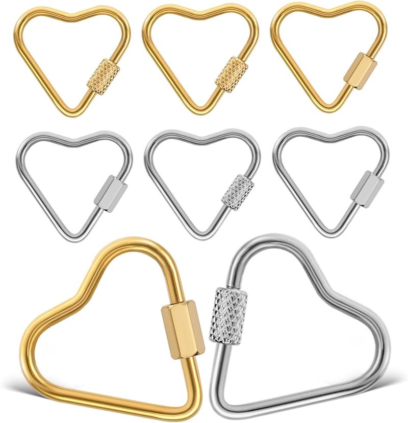 Stainless Steel Carabiner Keychain with Heart Lock Screw Multi Function Clip Accessory - Image 1