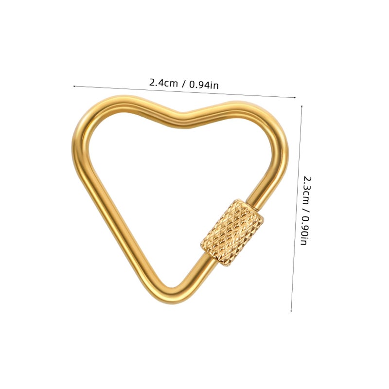 Stainless Steel Carabiner Keychain with Heart Lock Screw Multi Function Clip Accessory - Image 3