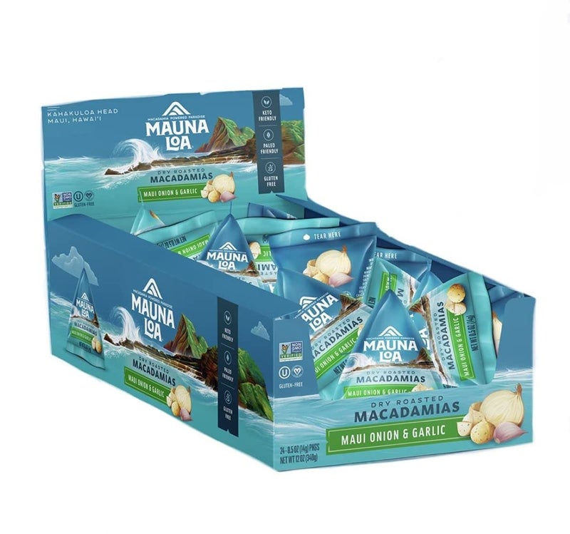 Mauna Loa Premium Roasted Macadamia Nuts, Garlic Onion Flavor, .5 Oz Pouches (Pack of 24) - Image 1