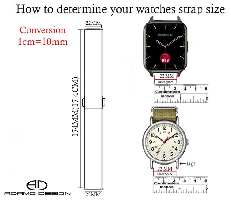 ADAMO 22mm Watch Golden Chain compatible for Phoenix Ultra/Phoenix/Pulse 2/Xtend Pro/Xtend Call and ALL 22mm wristwatch and smartwatches P19BZY11 - Image 3