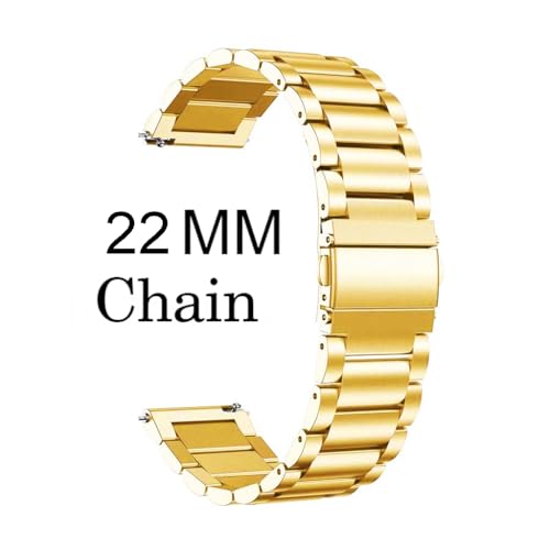 ADAMO 22mm Watch Golden Chain compatible for Phoenix Ultra/Phoenix/Pulse 2/Xtend Pro/Xtend Call and ALL 22mm wristwatch and smartwatches P19BZY11 - Image 2
