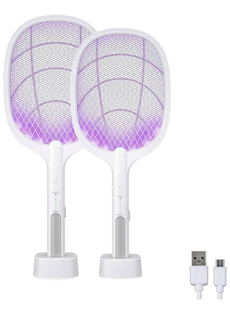 Scrolls Electric Bug Zapper, Instant Fly Swatter Rechargeable Racket, High Duty 3200V, Electric Bug Zapper Racket - Fly Killer USB Rechargeable Fly Zapper Indoor Safe (2 Pack, 810mAH, 2) - Image 1