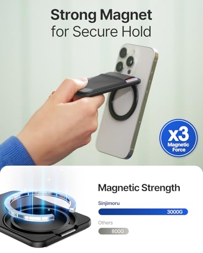 Sinjimoru for MagSafe Wallet, Adjustable Stand with Compact Magnetic Wallet 3000G Secure Flap Cover Fits iPhone Series Top Access Type M-Flap Stand Black - Image 4