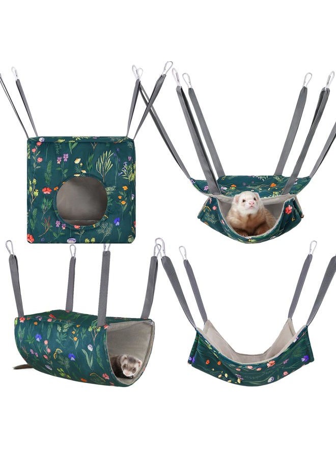 Glittme Ferret Hammock 4 Pack Ferret Cage Accessories Washable Rat Hammock Soft Guinea Pig Hammock for Ferrets, Rat, Sugar Glider, Squirrel - Image 1