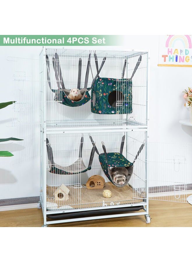 Glittme Ferret Hammock 4 Pack Ferret Cage Accessories Washable Rat Hammock Soft Guinea Pig Hammock for Ferrets, Rat, Sugar Glider, Squirrel - Image 2