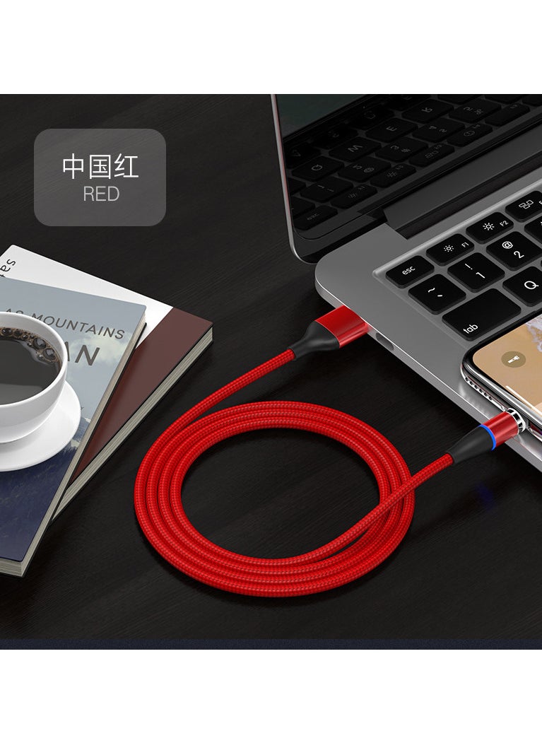 ⭐ Magnetic DATA USB Cable 3A Fast Charging 380° Rotate with Type C+Micro+Lightning Plugs كابل شحن مغناطيسي ماغنيتك بطول 2 متر يدعم نقل البيانات يدعم الشحن السريع مع 3 راس متغير تايب سي وميكرو وايفون Magnetic Cable Fast Charging Cable Micro USB Type c & iOS Phone 3A Fast Charging With Data Transfer 7 Pin Connector 360 Degree Rotation LED Indication 2 Meter Length